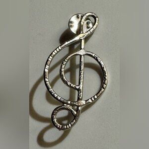 Treble Clef Silver-Tone Music Note Brooch - Women Jewelry